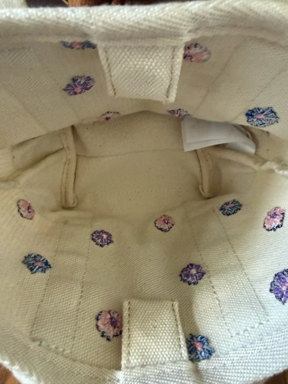 Girls Mini Canvas Tote Bag Blue Stripe Embroidered Floral Crossbody Purse